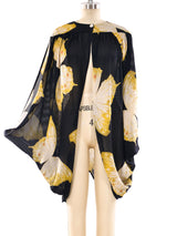 Butterfly Printed Sleeveless Chiffon Jacket Jacket arcadeshops.com