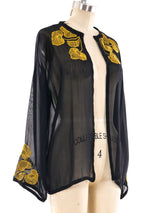 Giorgio Sant Angelo Floral Embroidered Chiffon Jacket Jacket arcadeshops.com