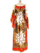 Paisley Printed Angel Sleeve Maxi Dress Dress arcadeshops.com