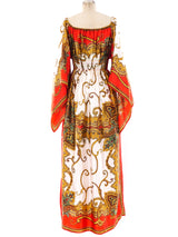 Paisley Printed Angel Sleeve Maxi Dress Dress arcadeshops.com