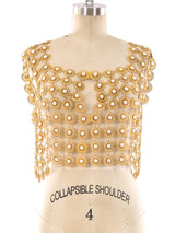 Faux Pearl Embellished Chainmail Vest Top arcadeshops.com