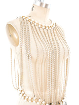 Pearl Bead Accented Chain Body Jewelry Top arcadeshops.com