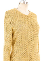 Turquoise Accented Metallic Gold Knit Ensemble Suit arcadeshops.com