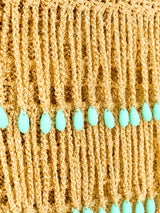 Turquoise Accented Metallic Gold Knit Ensemble Suit arcadeshops.com