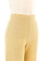 Turquoise Accented Metallic Gold Knit Ensemble Suit arcadeshops.com