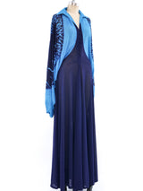 Cerulean Printed Batwing Jersey Gown Dress arcadeshops.com