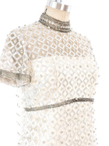 Crystal Studded Metallic Net Dress Dress arcadeshops.com