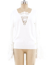 Chanel Crochet Trimmed Knit Top Top arcadeshops.com
