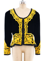 Oscar de la Renta Embroidery Trimmed Velvet Jacket Jacket arcadeshops.com