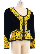 Oscar de la Renta Embroidery Trimmed Velvet Jacket Jacket arcadeshops.com