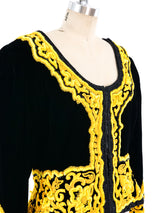 Oscar de la Renta Embroidery Trimmed Velvet Jacket Jacket arcadeshops.com