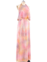 Mollie Parnis Ombre Pastel Sequin Halter Gown Dress arcadeshops.com