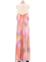Mollie Parnis Ombre Pastel Sequin Halter Gown Dress arcadeshops.com