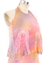 Mollie Parnis Ombre Pastel Sequin Halter Gown Dress arcadeshops.com