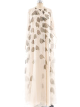Abstracted Floral Ivory Chiffon Gown Dress arcadeshops.com