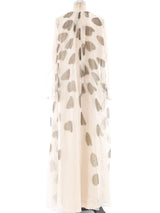 Abstracted Floral Ivory Chiffon Gown Dress arcadeshops.com