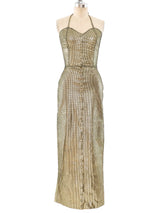 Metallic Gold Leather Maxi Dress Dress arcadeshops.com