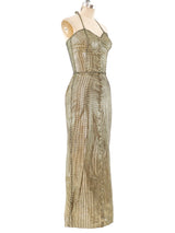 Metallic Gold Leather Maxi Dress Dress arcadeshops.com