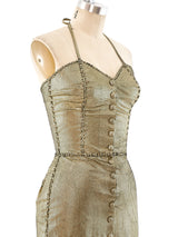 Metallic Gold Leather Maxi Dress Dress arcadeshops.com