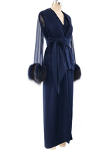 Bill Blass Fur Trimmed Chiffon Ensemble Dress arcadeshops.com
