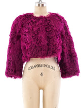 Valentino Red Magenta Cropped Fur Jacket Jacket arcadeshops.com