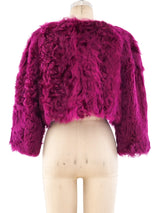 Valentino Red Magenta Cropped Fur Jacket Jacket arcadeshops.com
