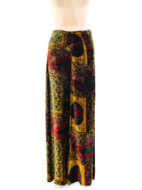 Printed Velvet Wide Leg Pants Bottom arcadeshops.com