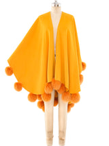 Fur Pom Pom Embellished Wool Shawl Jacket arcadeshops.com