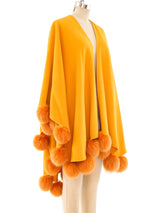Fur Pom Pom Embellished Wool Shawl Jacket arcadeshops.com