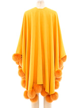 Fur Pom Pom Embellished Wool Shawl Jacket arcadeshops.com