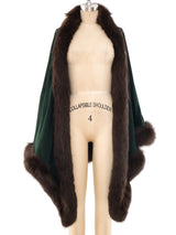 Oscar de la Renta Sable Trimmed Suede Shawl Jacket arcadeshops.com