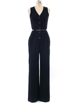 Black Twill Belted Jumpsuit Suit arcadeshops.com