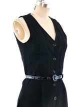 Black Twill Belted Jumpsuit Suit arcadeshops.com