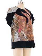Embellished Patchwork Printed Suede Top Top arcadeshops.com
