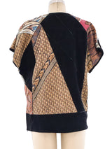 Embellished Patchwork Printed Suede Top Top arcadeshops.com