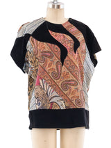 Embellished Patchwork Printed Suede Top Top arcadeshops.com