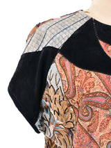 Embellished Patchwork Printed Suede Top Top arcadeshops.com