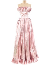 Victor Costa Metallic Pink Strapless Gown Dress arcadeshops.com