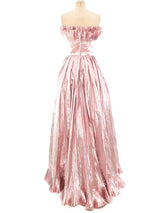 Victor Costa Metallic Pink Strapless Gown Dress arcadeshops.com