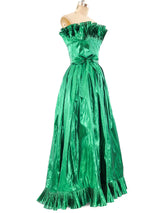 Victor Costa Metallic Green Strapless Gown Dress arcadeshops.com