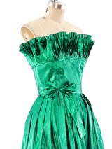 Victor Costa Metallic Green Strapless Gown Dress arcadeshops.com