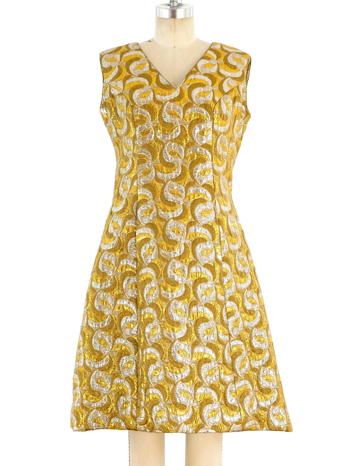 Metallic Gold and Silver Brocade Dress