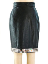 1990 Moschino Mirror Trimmed Leather Skirt Bottom arcadeshops.com