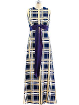 Morton Myles Blue Plaid Lurex Maxi Dress Dress arcadeshops.com