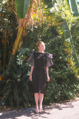 Leopard Printed Accordion Sleeve Plisse Dress Dress arcadeshops.com