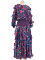 Diane Freis Printed Ruffle Dress Dress arcadeshops.com