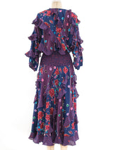 Diane Freis Printed Ruffle Dress Dress arcadeshops.com
