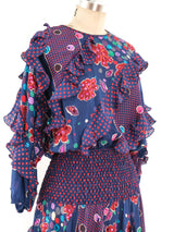 Diane Freis Printed Ruffle Dress Dress arcadeshops.com