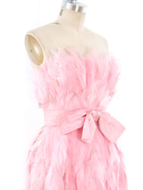 1960's Pink Feather Column Gown Dress arcadeshops.com