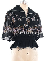 Janice Wainwright Floral Embroidered Peplum Top Top arcadeshops.com